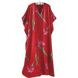 SAGEFINDS Beautiful Floral Caftan for Women | Ultimate Satin Comfort | Loungewear | Swimsuit Cover Up | Elegant Dress | One Size Fits Most Red