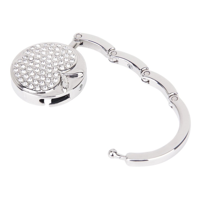 1 x Apple-Pattern Folding Bag/Handbag/Purse Hook Hanger Holder---Silver