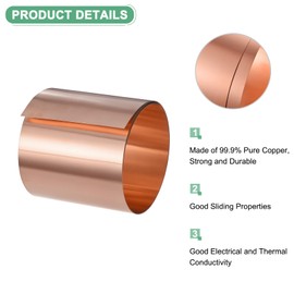 M METERXITY Copper Sheet Roll, 39"x 3.1"x 0.004"(LxWxT) Copper Foil Sheet Roll, Pure Copper Strip for House Repair/DIY Projects/Electrical/Crafts/Roofing Flashing Roll
