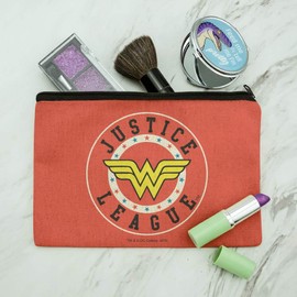 Justice League Wonder Woman Athletic Logo Makeup Cosmetic Bag Organizer Pouch