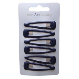 Set of 6 Navy Blue Hair Clips Snap Bendies Sleepies 5cm (2")