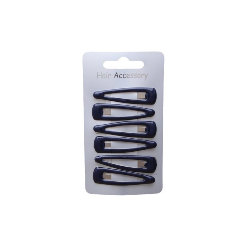 Set of 6 Navy Blue Hair Clips Snap Bendies Sleepies