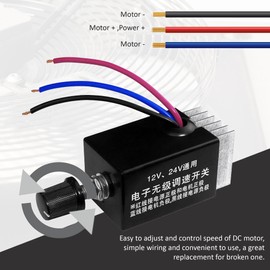DC Motor Speed Controller Universal DC 12V 24V 10A Electronic Stepless Speed Regulator Switch for Car Truck Fan Heater Control. 2-Pack