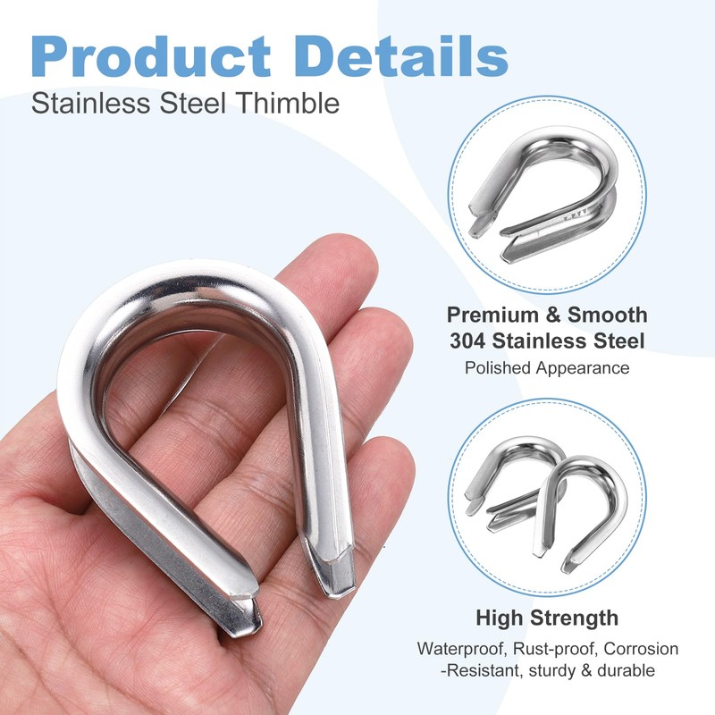 sourcing map 9/16" M14 Stainless Steel Thimble, 304 Stainless Steel