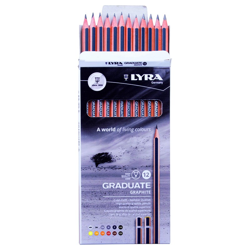LYRA Graduate Graphite Pencils, 12 Pieces, Assorted Grades, Lead, Technical