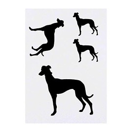 4 x 'Greyhound Silhouette' Temporary Tattoos - Water Resistant, Skin-Safe, Non-Toxic Transfers, Mixed Sizes (TO00012838)