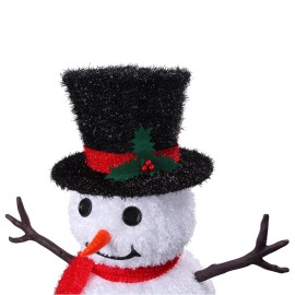 Haute Decor 48 Inch Tall Collapsible Tinsel Fabric Snowman for Indoor or Outdoor Use