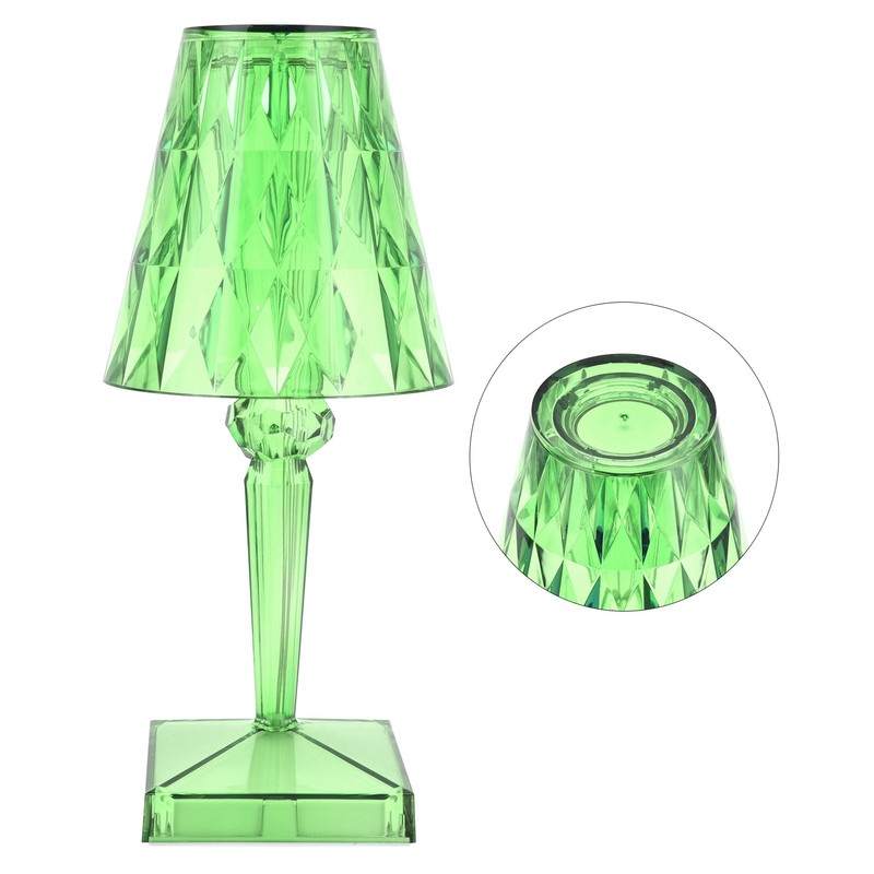 LED Crystal Table Lamp Transparent Prism Dimmable Desk Lamp USB