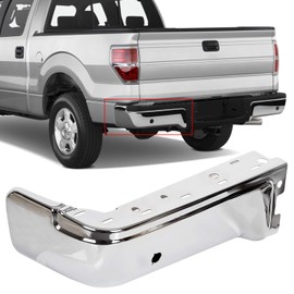 Chrome Rear Bumper End Cap Compatible with 2009-2014 Ford F150 & 2010-2014 Lincoln Mark LT (Left Side) Replacement for FO1102372 9L3Z17906B w/Sensor Hole
