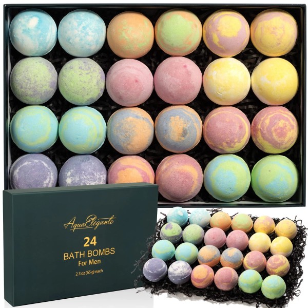 Aqua Elegante Bath Bombs for Men Gift Set of 24