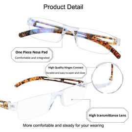 YEIN 2 Pairs Blue Ligth Blocking Reading Glasses for Men and Women Fashion Square Frame Readers(Tortoise,+4.00)