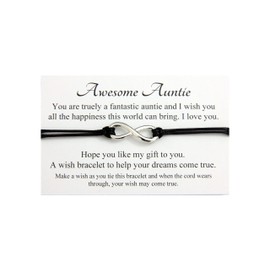 Lucor Aunty Auntie Aunt Gifts,Christmas Birthday Gift,Awesome Auntie Infinity Wish String Bracelet,Gift for Aunty,Aunt,Aunty from Niece Nephew(Black)