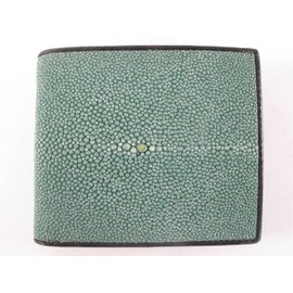 Pelgio Genuine Stingray Shagreen Skin Leather Bifold Wallet (Natural, Black)