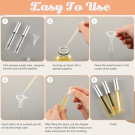 HASTHIP® Tubo de Rímel Vacío 10ml,Tubos de Delineador y Brillo Labios con Embudo y Tapón Antifugas,Botellas Transparentes Reutilizables para Aceite Ri