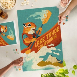 Lantern Press 1000 Piece Jigsaw Puzzle, Lake Tahoe, California, Animal Activities Series, Kayaking Chipmunk