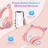 LOBKIN Kids' Headphones Cat Ears Design Foldable Over-Ear for V5.4