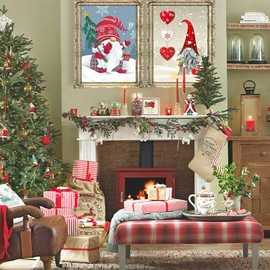 Komicea Paint by Numbers Adults Christmas, 2 Pieces DIY Hand Painted Oil Painting Kit for Beginners and Children with Brushes and Acrylic Paint, as a Gift for Home Decoration (Santa, 40 x 50 cm)