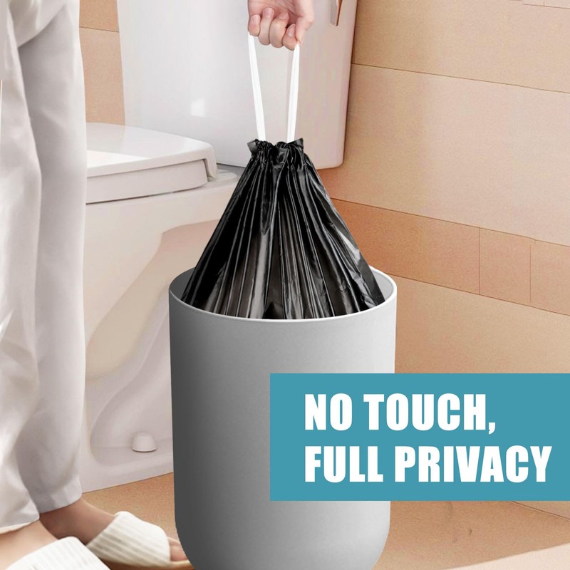 JUKFITA Small Trash Bags, 60 Count 4 Gallon Drawstring, Extra