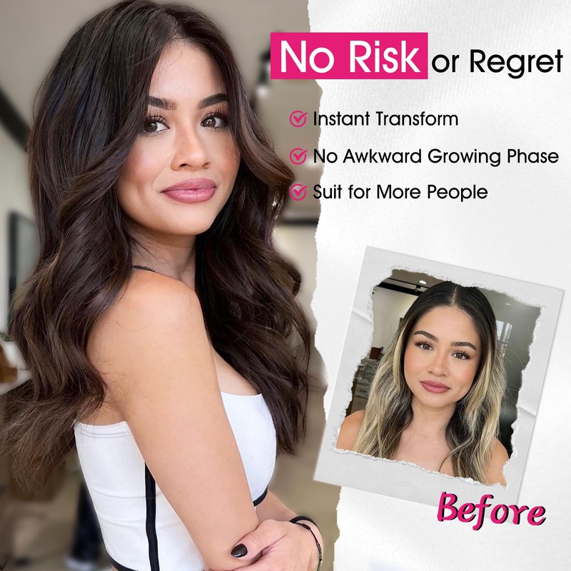 Auburn Wig for Women, 18 Inch Middle Part Wavy Synthetic