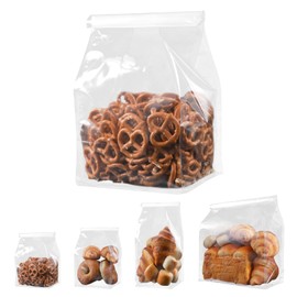 50 PCS Bread Bags for Homemade Breads, 5.1 x 8.6 x 3.9 Inch Clear Bread Loaf Bags with Tin Tie Tab Lock Storage Packaging Treat Bag for Bakery, Cafe, Baked Foods, Sourdough, Cookies & Pastry