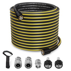 TUTULUCK 100ft Pressure Washer Hose - 1/4" Flexible Power Washer Hose with Stainless Steel Quick Connect Fittings, 3600 PSI Non-Kink Extension Replacement Hose for Gas&Electric Pressure Washer