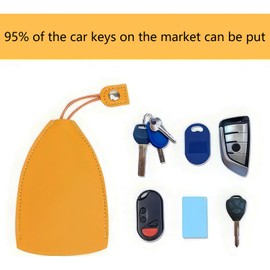ZEACCT 4-Piece PU Leather Key Organiser Set – Pull-Out Sleeves with Large Capacity, Compact Car Key Holders for Men & Women (Cartoon Design)