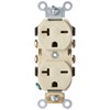 Leviton 5822-I Straight Blade Single Receptacle, 250 Vac, 20 A,