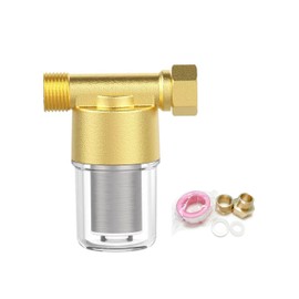Zwsqq Reusable Brass Sediment Filter, 40 Micron Water Filter for Washing Machine, Garden, RV & Heater, Prevents Clothing Yellowing & Scale Build-Up