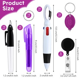 Handepo 80 Pcs Nurse Pen Set Include Retractable Shuttle Pens, Marker Pen, Mini Tip Highlighter, LED Mini Keychain Flashlight, Badge Reels for Nurse Students Gift Office School(Black)