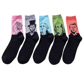 Men's Novelty Socks with Famous Person Patternt 5 Pairs 6-10 - a, size: 39-45
