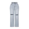 THUNDER STAR Womens High Waisted Wide Leg Jeans Stretchy Distressed