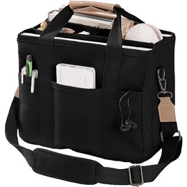 Bolsas de lona para mujer, bolsa de lona con múltiples bolsillos cruzados de gran capacidad para mujer,bolso de mano de moda, tote bag con compartimentos para viajes, compras, trabajo (Negro)