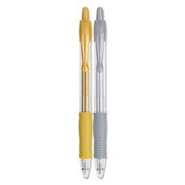 PILOT G2 Metallics Refillable & Retractable Rolling Ball Gel Pens, Fine Point, Gold/Silver Inks, 2-Pack (34400)