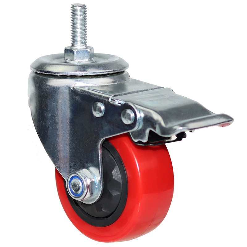 Heavy Duty Stem Caster Wheels M10-1.5X25mm Dual Locking No Noise