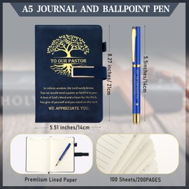 Skybooly 3 Pcs Pastor Appreciation Gifts Set - 17 oz Stainless Steel Tumbler, A5 Journal Notebook and Inspirational Ballpoint Pen for Pastor Appreciation Day Retirement Birthday Gift(Gray Blue)