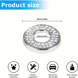 Addein 4Pcs Car Door Lock Cover Stickers, Car Inner Door Lock Pull Cover, Bling Rhinestone Interior Decoration Stickers for C200L GLC260 C260L