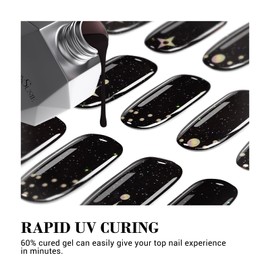 MelodySusie Semi Cured Gel Nail Strips (Dark Glitter Stars)- Works with Nail lamp, Salon-Quality, Long Lasting, Easy to Apply & Remove - Includes 30Pcs