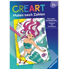 Ravensburger CreArt Malen nach Zahlen ab 7: Feen, Elfen, Meerjungfrauen, Großes Malbuch, 48 Motive