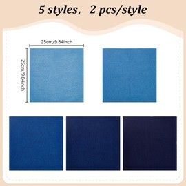 FREEBLOSS 10Pcs 20'' Sashiko Fabric Sashiko Mending Kit Patchwork Fabric Cotton Quilt Pre-Cut for Sewing Quilting Supplies Squares