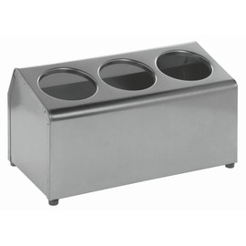 HUBERT Kitchen Utensil Holder 3 Cylinder Stainless Steel - 15" L x 7 3/4" W x 8 1/4" H