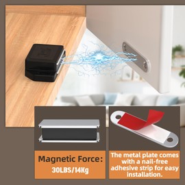 30LB Magnetic Door Catch Jiayi Plastic Cabinet Magnets Drawer Closure Hardware Screws in for Kitchen Cupboard Magnetic Closures Closet Wardrobe Closure (Black, 12 Pack)