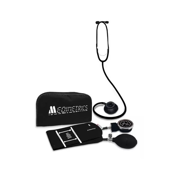 Medimetrics Kit Baumanómetro Medimetrics Con Estetoscopio Doble Color Negro Ninja