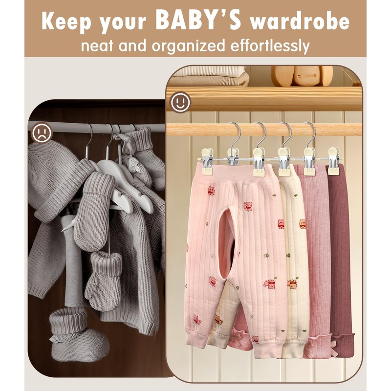 DOIOWN 10 Pack Baby Pants Hangers with Clips, Toddler Non-Slip