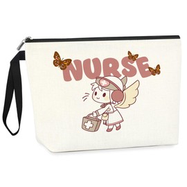 IAXIC Funny Nurse Accessories for Work Makeup Bag Gifts Zipper Bag Cosmetic Bag, Nursing Bags for Nurses, Nurse Accessories for Work, Gifts Bulk, Porch Graduation Appreciation Gift