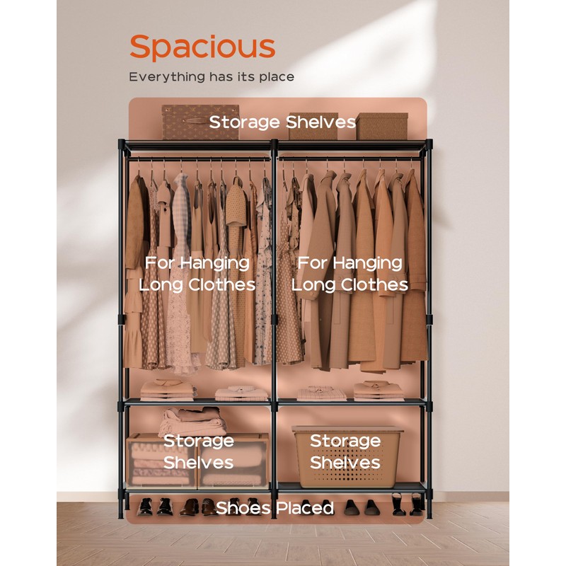 CASAMAYA Clothes Rack, Portable Closet, 54.3 Inch Large Capacity Wardrobe