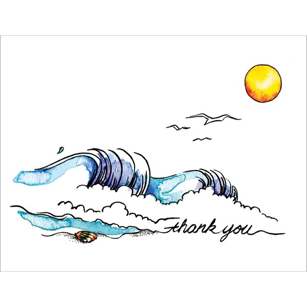 Catching the Wave Premium Thank You Cards - Note Cards Set of 12 Cards and Envelopes