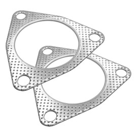 QBOONPT 2PCS Exhaust Gasket, 3 Bolt Metal Three-hole Exhaust Flange Gasket, Multifunctional Manifold/Header/Muffler/Catalytic Converter Gasket,Exhaust Seal Gasket for Most Cars,Trucks,SUVs(2.5In)