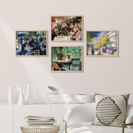 SIGNWIN Framed Poster Renoir Social Gatherings Collection Impressionist Illustrations Fine Art Decorative Vintage for Living Room, Bedroom, Office - 8"x10"x 4 Natural