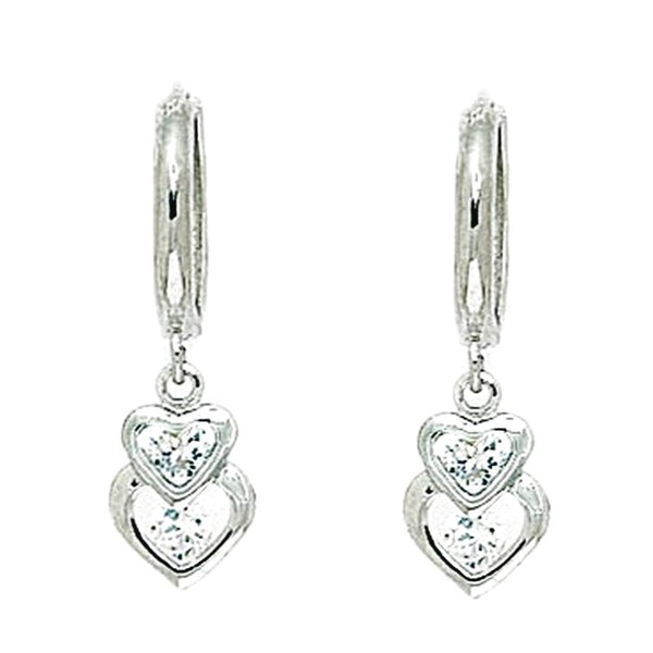 925 Sterling Silver Rhodium Plated Cubic Zirconia Love Heart Drop
