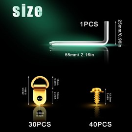 SAVITA 71pcs Picture Hanging Kit D-rings Picture Hangers Single Hole Picture Frame Hooks with Screws and a Screwdriver for Hanging Picture Photo Frames Cross-Stitch (Gold)